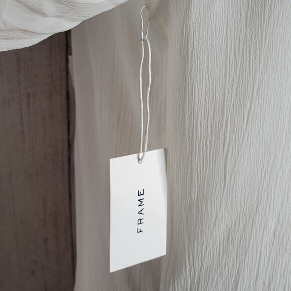 FRAME Feminine Tuck 100% Silk Off White Top, NWT, size Large - Picture 5 of 8